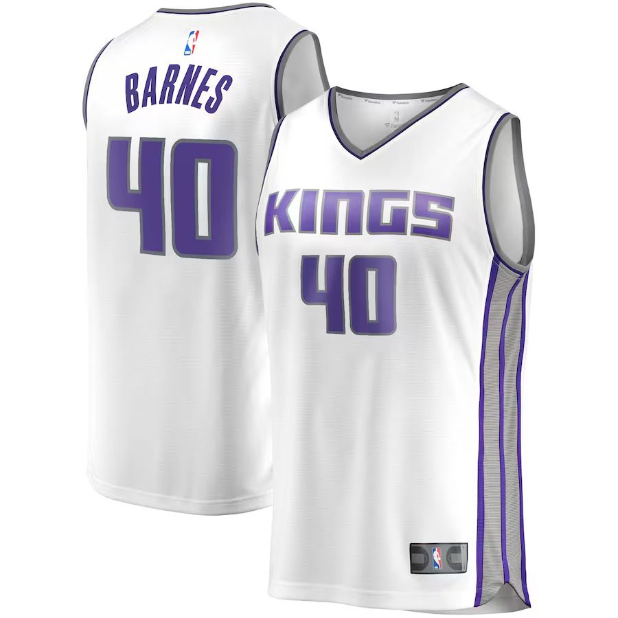 Men Sacramento Kings 40 Harrison Barnes Fanatics Branded White Fast Break Replica Player NBA Jersey